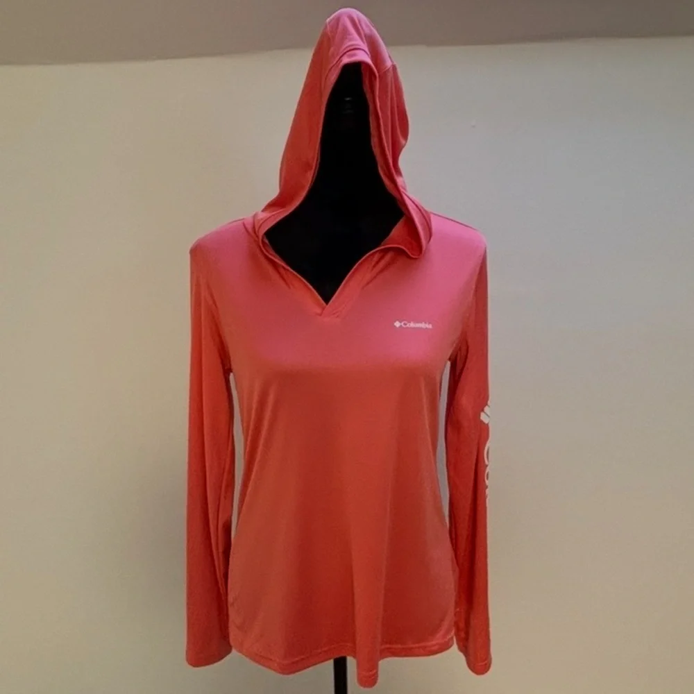 Columbia Women's Pink Pullover Omni shade hooded sun shirt ☀️ - Picture 2 of 4